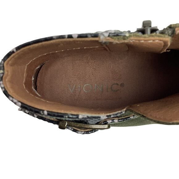 Vionic Naomi Snake Suede Ankle Boots Womens 7W Olive - Picture 11 of 13